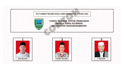 CONTOH SURAT SUARA PEMILIHAN CALON KEPALA DESA PLUMBON PERIODE 2023-2029 DALAM PEMILIHAN KEPALA DESA SERENTAK TAHUN 2023